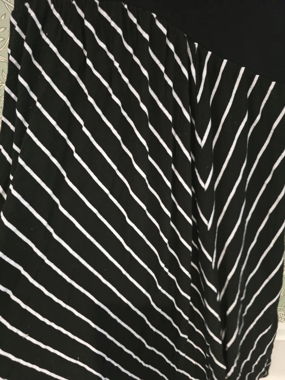 Striped Black & White Maternity Handkerchief Hem Skirt